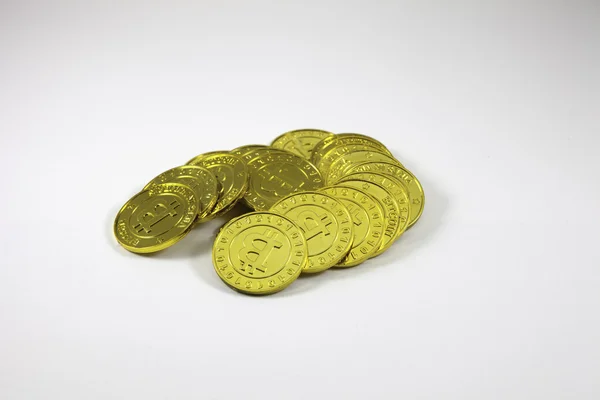 Pile of gold Bitcoins — Stock Photo, Image