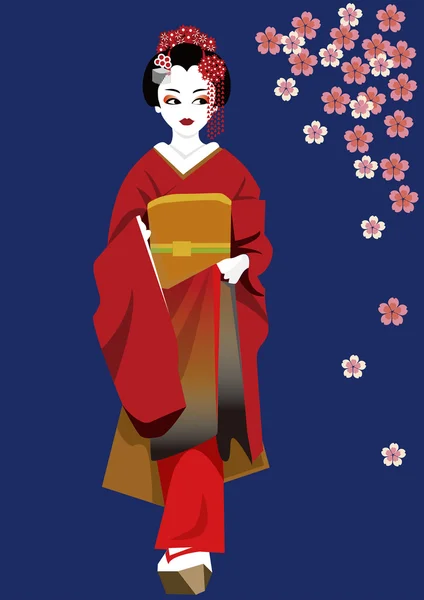Kimono-Mädchen — Stockvektor