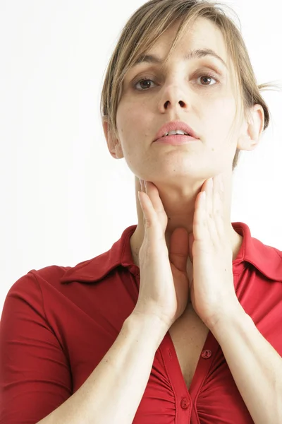 喉の痛みを持つ女性 — ストック写真