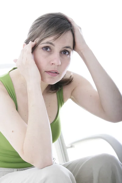 Mujer con dolor de cabeza —  Fotos de Stock