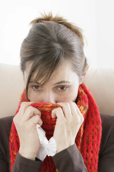 WOMAN  WITH RHINITIS — Stock Photo, Image