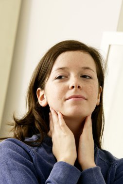 WOMAN WITH SORE THROAT clipart