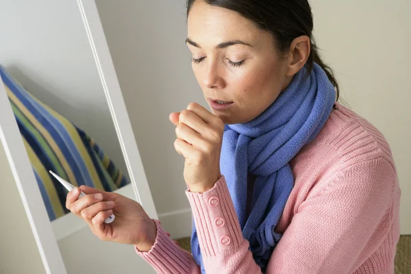 WOMAN COUGHING — Stock Photo, Image