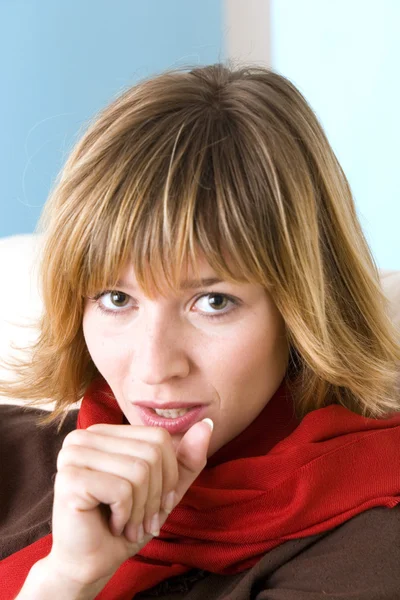 WOMAN COUGHING — Stock Photo, Image