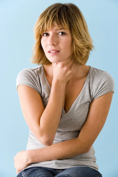 MUJER CON Garganta Llena —  Fotos de Stock