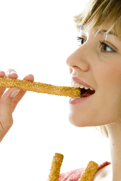 WOMAN SNACKING — Stock Photo, Image