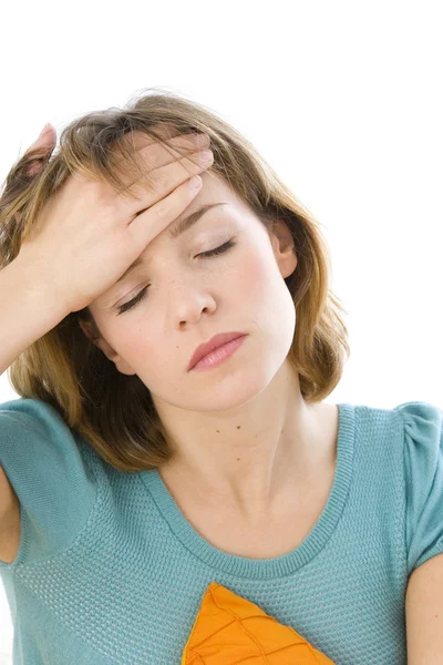 Mujer con fiebre — Foto de Stock