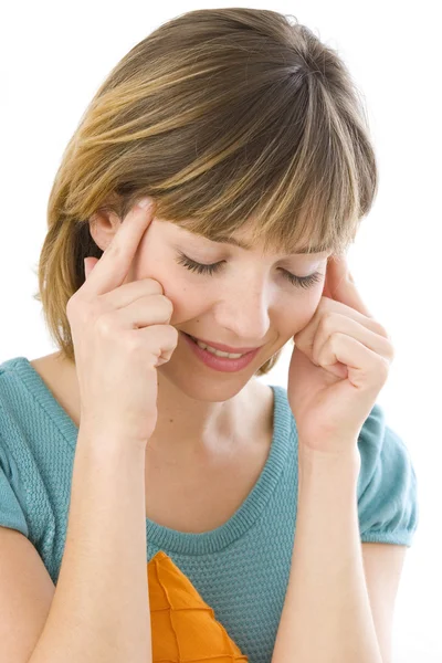 Mujer con dolor de cabeza — Foto de Stock