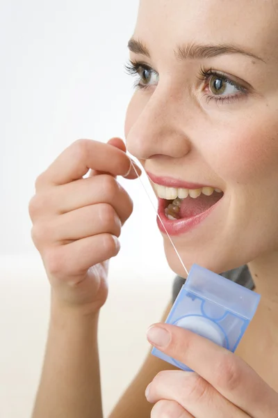 Zubní hygiena, Žena — Stock fotografie