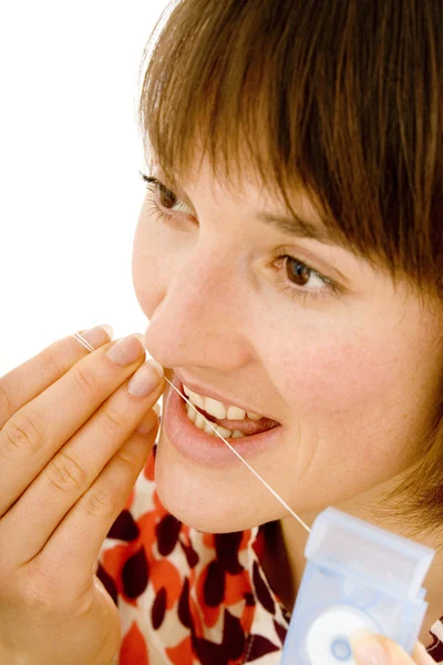 Zubní hygiena, Žena — Stock fotografie
