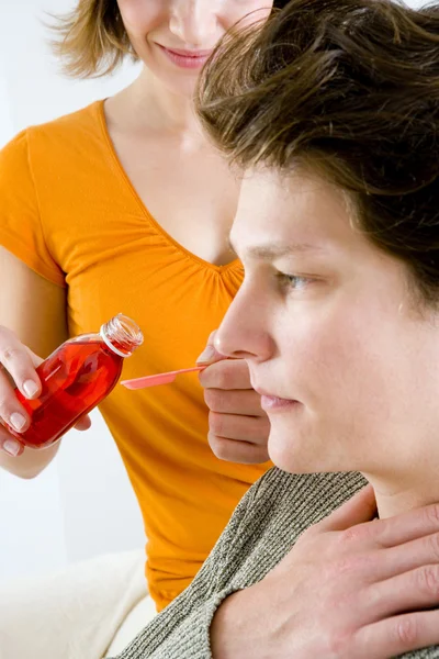 COUGHING TREATMENT MAN — Stock Photo, Image