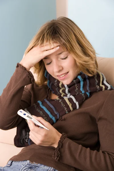 WOMAN WITH FEVER Stock Picture