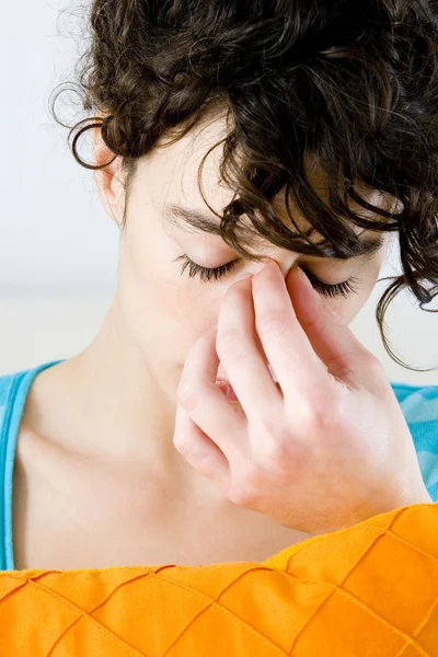 女性の副鼻腔炎 — ストック写真