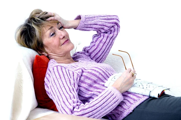 Bejaarde met hoofdpijn — Stockfoto