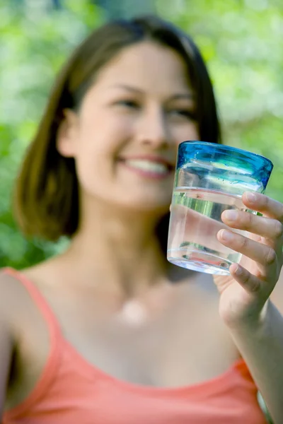 WOMAN WITH COLD DRINK — Stock Photo, Image