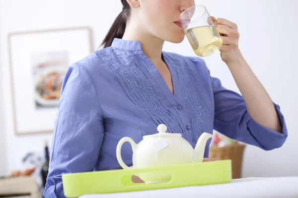 WOMAN WITH HOT DRINK — Stock Photo, Image