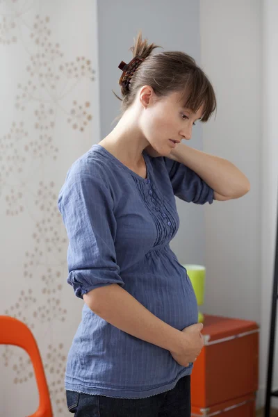Těhotná žena s cervicalgia — Stock fotografie