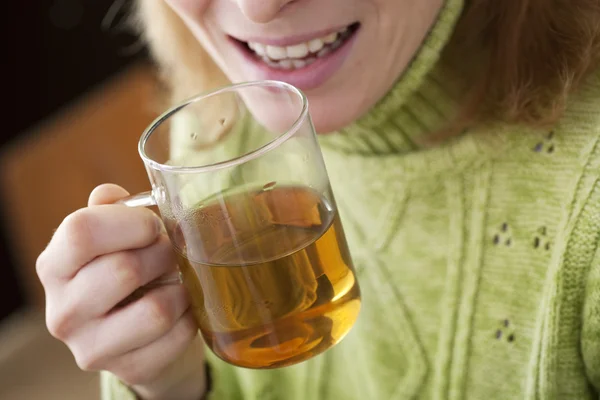 WOMAN WITH HOT DRINK — Stock Photo, Image