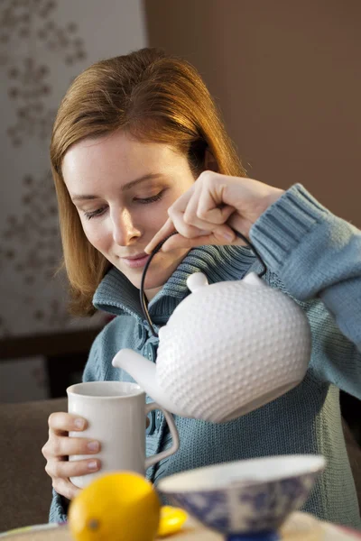 WOMAN WITH HOT DRINK — Stock Photo, Image