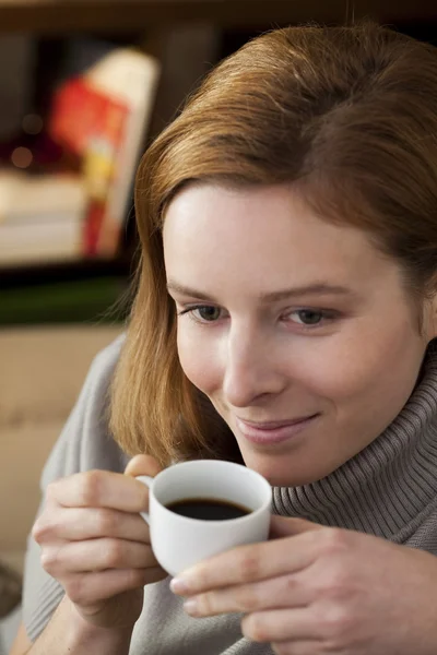 WOMAN WITH HOT DRINK — Stock Photo, Image