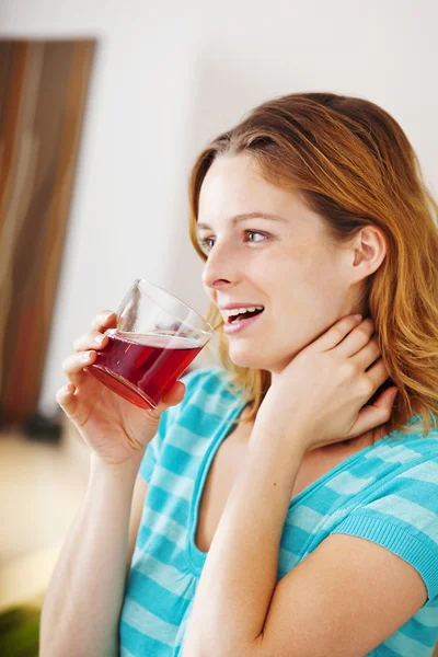 WOMAN WITH COLD DRINK — Stock Photo, Image