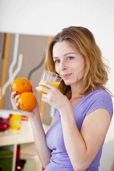 WOMAN WITH COLD DRINK — Stock Photo, Image