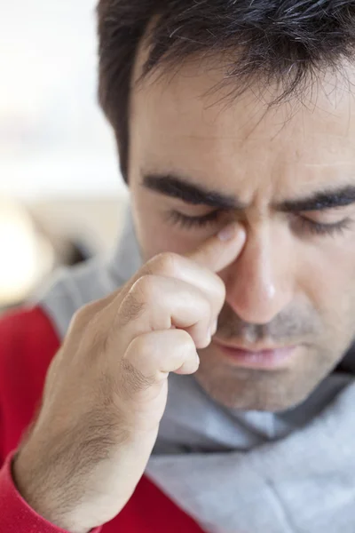 Sinusitis in een man — Stockfoto