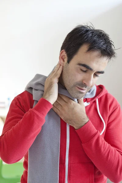 MAN WITH SORE THROAT — Stock Photo, Image