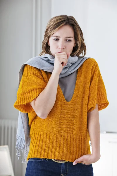 WOMAN COUGHING — Stock Photo, Image