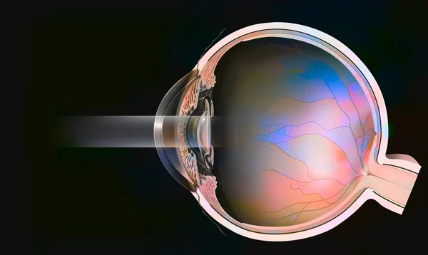 Sectional Eye Secondary Cataract Treated Yag Laser — Foto Stock