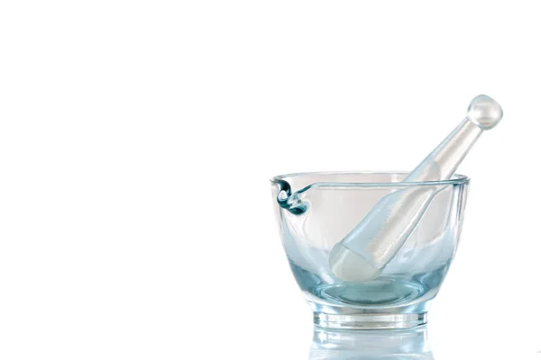 Close Single Empty Glass Mortar Isolated White Background — 图库照片