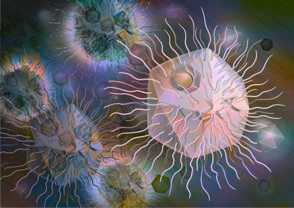 Virophages Infecting Mama Viruses Very Large Viruses — Stok fotoğraf