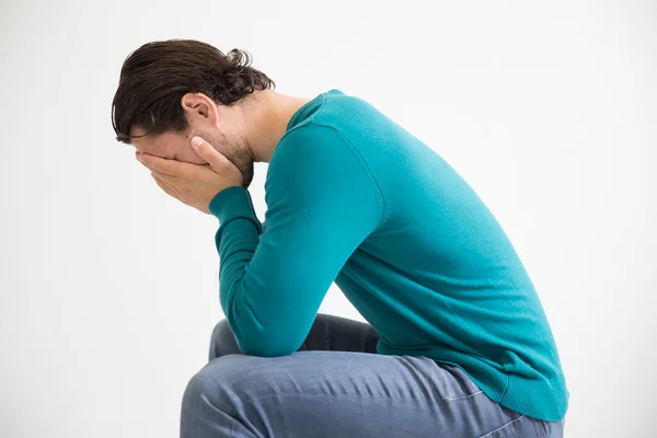 Depressed Man Studio Background — Foto Stock