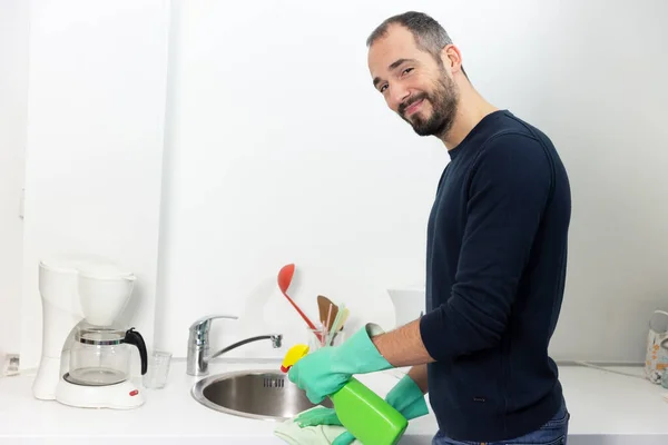 Man Using Cleaning Products Clean — Stok fotoğraf