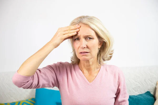 Woman Her Fifties Migraine —  Fotos de Stock