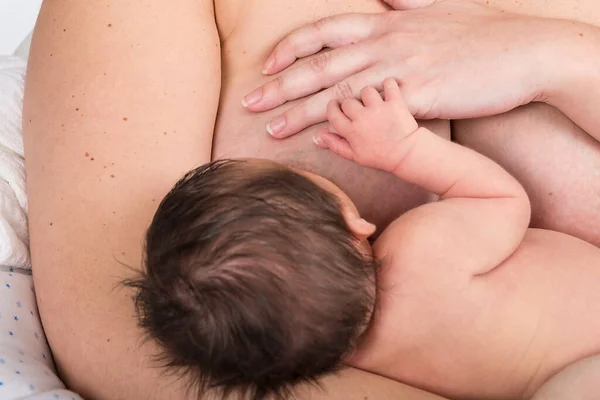 Mother Breast Feeding Week Old Baby — Stockfoto