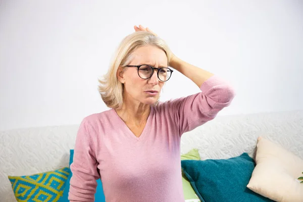 Woman Her Fifties Migraine — 스톡 사진