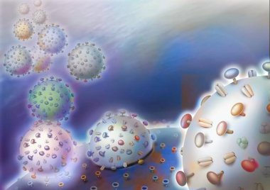 Viral invasion: Viruses attach themselves to the surface of the host cell.