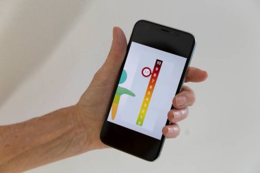 Diagram on a mobile phone to evaluate pain threshold.