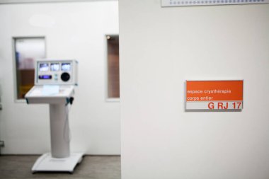 Three-level whole body cryotherapy chamber (-10C, -60C and -110C) for the recovery of athletes.