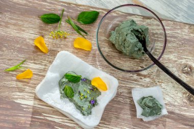 Clay-spa and medical concept : Clay-poultice use It to relieve inflammation, for abscess, cyst, arthritis, skincare benefit with massage, alternative therapy.