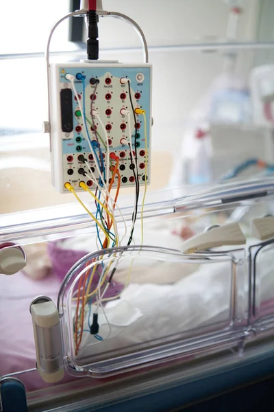 Week Premature Baby Electroencephalogram Monitor Brain Development — Foto Stock