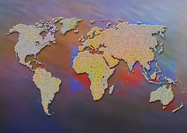 Παγκόσμιος Χάρτης Τις Διάφορες Ηπείρους Και Ωκεανούς — Φωτογραφία Αρχείου