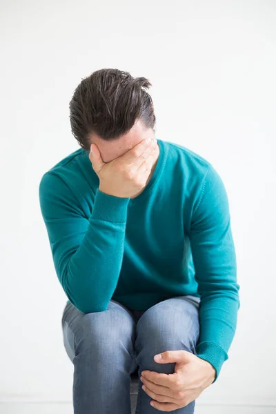 Depressed Man Studio Background — Stock Photo, Image