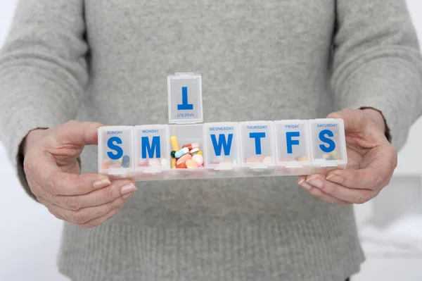 Weekly Pill Box Close — Stock Photo, Image