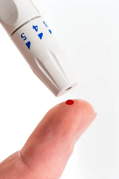Blood Sugar Testing Isolated White Background — Photo