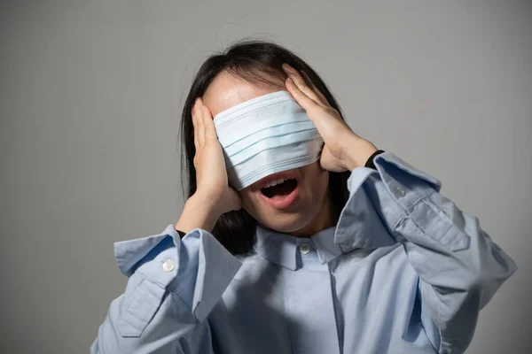 Young Woman Wearing Mask Her Eyes — Stock Photo, Image