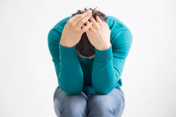 Depressed Man Studio Background — Stock Photo, Image