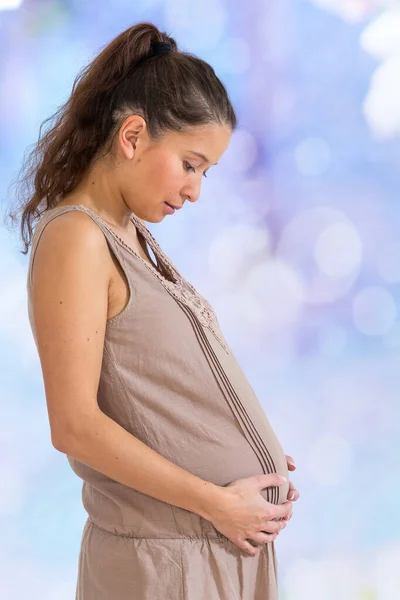 Беременная Женщина Месяце Беременности — стоковое фото