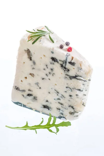 Slice Roquefort Traditional French Cheese White Background — Stock Photo, Image